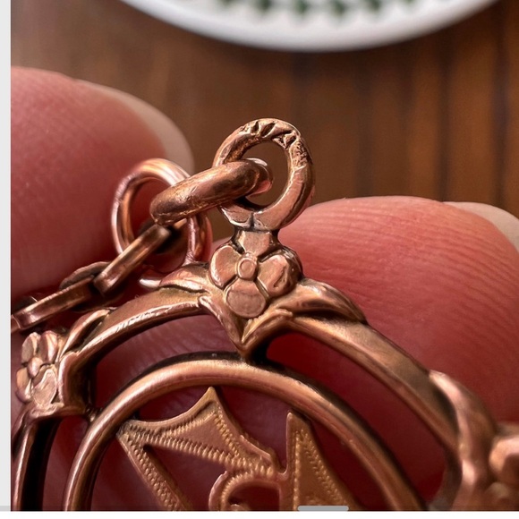 Antique French Lucky FiX Number # Rose Gold Fill Pendant Necklace Book CHAIN - Picture 3 of 3